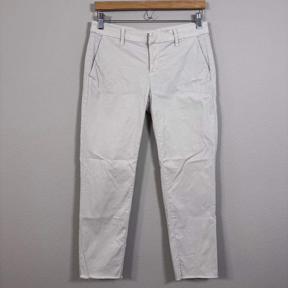 Frank & Eileen Wicklow Italian Chino Pants Beige Stone Raw Hem Women's Size 2